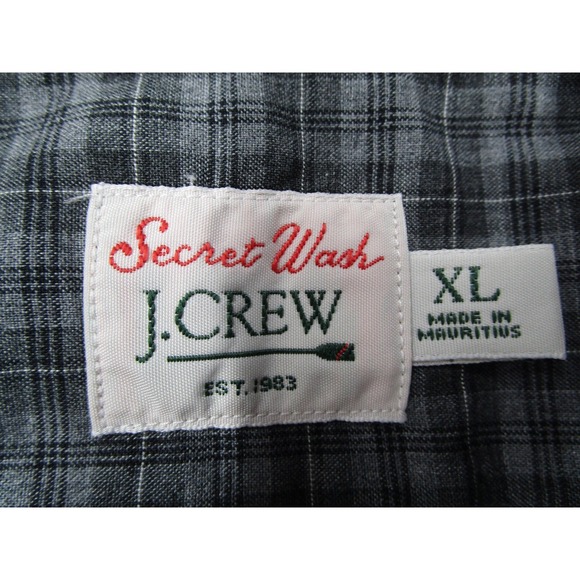 J.Crew Secret Wash Shirt Mens XL Classic Grey Plaid Button Down CO874 Oarsman - Picture 4 of 13